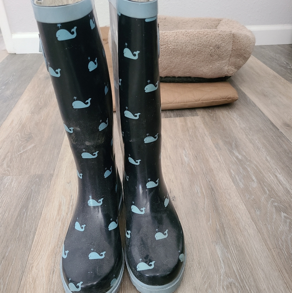 Lightly worn rain boots
